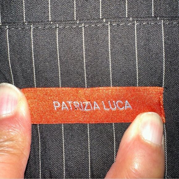 Patrizia Luca Women's Skirt Gray 10 Wool Pencil Pin Stripe Barami Wide Waist - Picture 5 of 8